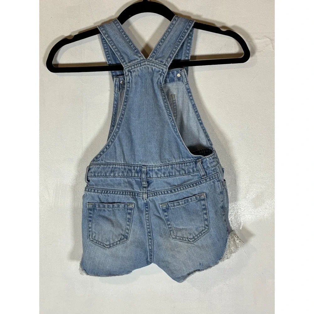 The Children's Place Girls 6 Denim Lace Trim Shortalls Cottagecore Overalls